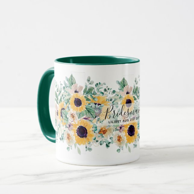 Taza Boda de verano de girasoles Eucalyptus Greenerener (Anverso izquierdo)