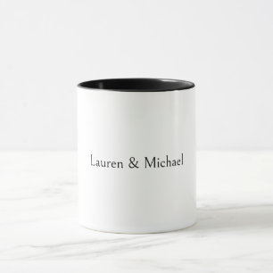 Taza Boda Elegante caligrafía Minimalista blanco negro
