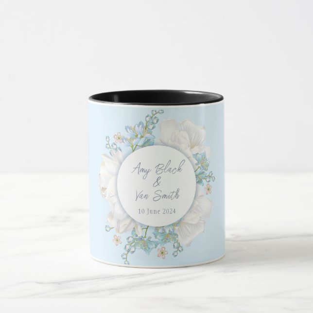 Taza Boda Floral Azul Tulip (Centro)