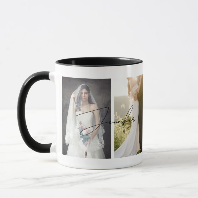 Taza Boda fotográfico personalizado moderno elegante (Izquierda)