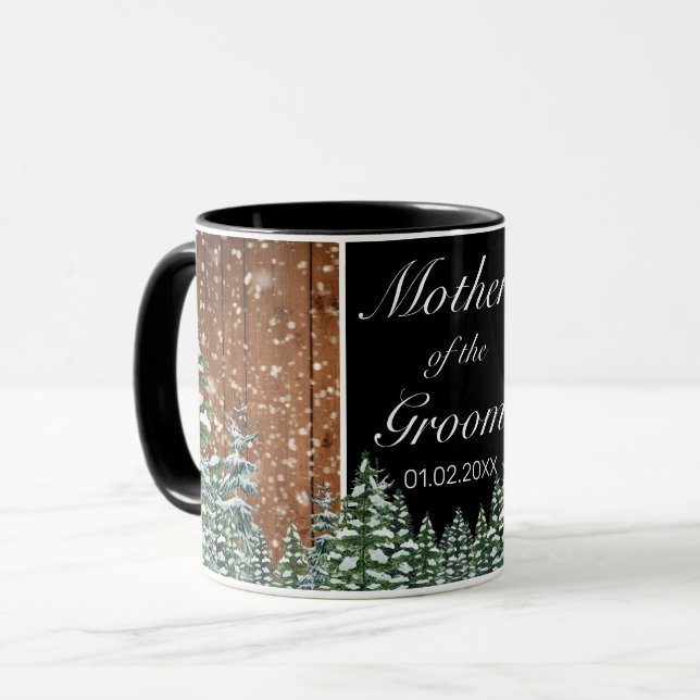 Taza Boda padre de Pino y Madera de Nieve Negra (Anverso izquierdo)