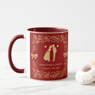 Taza Boda personalizada de lujo roja y dorada antigua