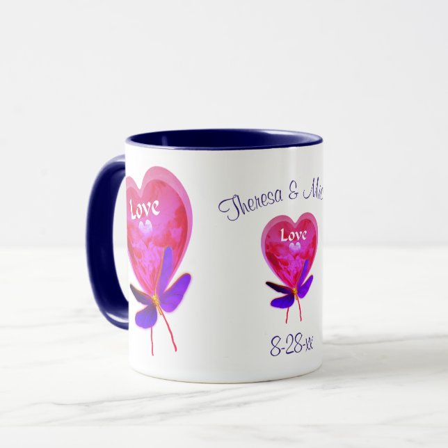 Taza Boda personalizado de globo de amor (Anverso izquierdo)