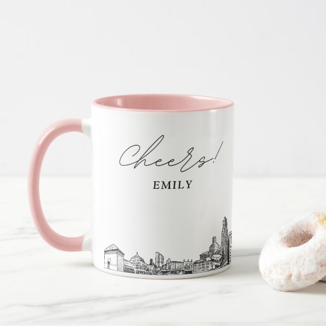 Taza Boda personalizado de Pittsburgh Coffee Mug (Con donut)