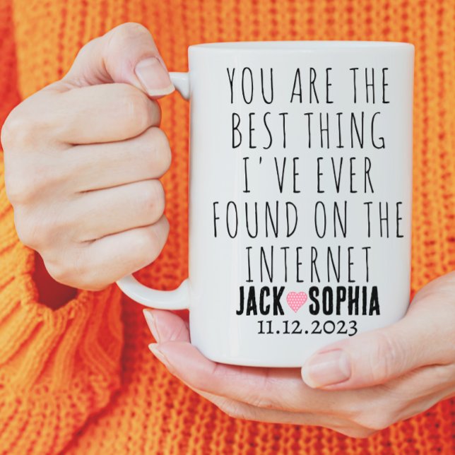 Taza Boda personalizado moderno Nombre de pareja  rosa  (wedding couple gifts)