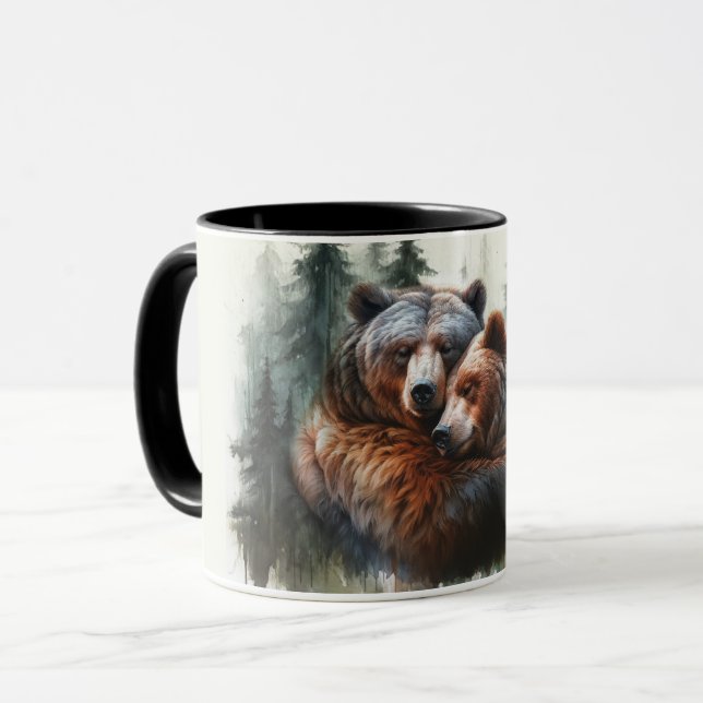 Taza Boda Salvaje Rústica Osos Acuarela (Anverso izquierdo)