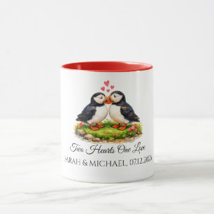 Taza Bodas de frailecillos personalizadas Dos Corazones