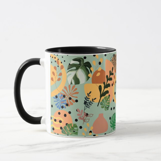 Taza boho abstract tropical pattern -minimal leaf desig (Izquierda)