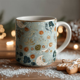 Taza Boho chic lunas y elementos botánicos en tonos sua
