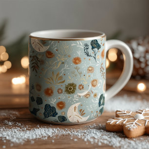 Taza Boho chic lunas y elementos botánicos en tonos sua