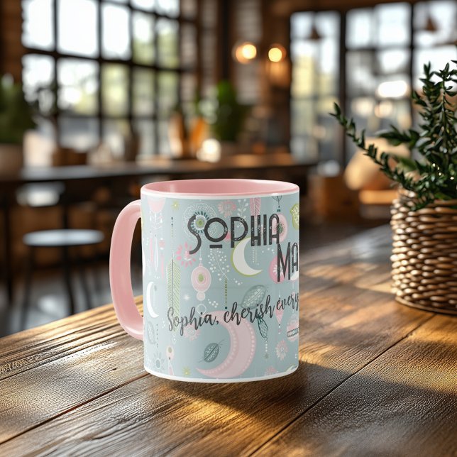 Taza boho chic personalizada con diseños celestial (Subido por el creador)