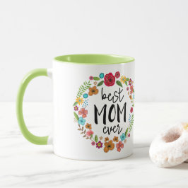 Taza Boho Día de la Madre de chica verde floral mejor m