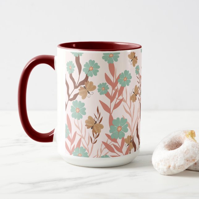 Taza Boho Floral Rustic Garden (Con donut)