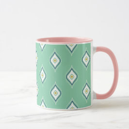 Taza Boho Ikat Patrón verde Color puro a juego rosa