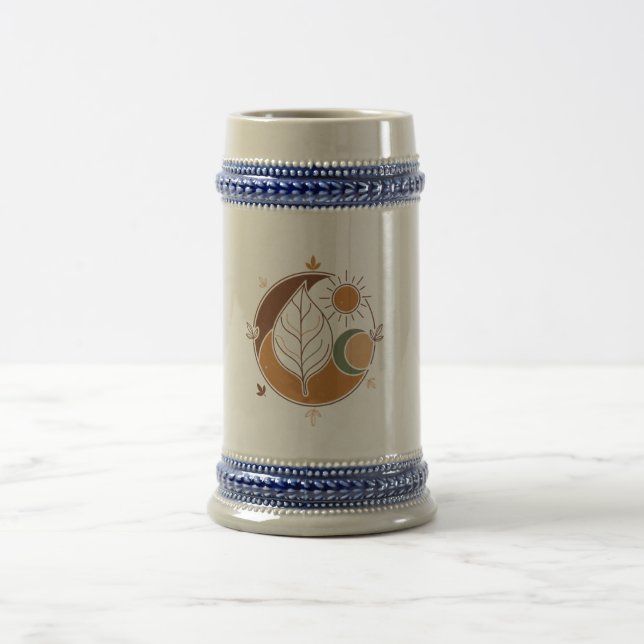 Taza Boho Leaf Sun Moon | Tonos Terrosos Abstracto (Centro)