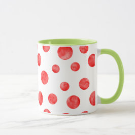 Taza Boho polka dot patrón l Rojo y blanco Verde