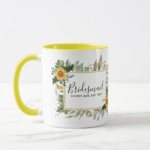Taza Boho Sunflower Sage Greenery Boda