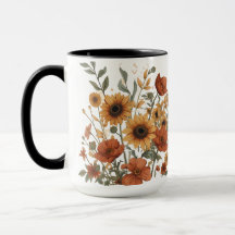 Boho Sunflower & Tribal Pattern Mug - Tierra cálid