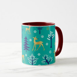 Taza Boho Trees Gold Deers Modern