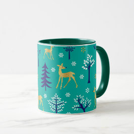 Taza Boho Trees Gold Deers Modern