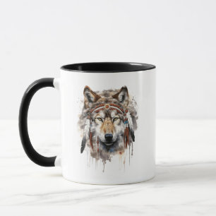 Taza Boho Tribal Wolf Mug