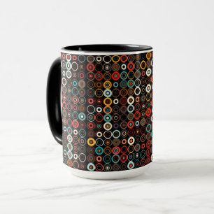 Taza Boho Vibes Mug: Círculos Retro Modernos