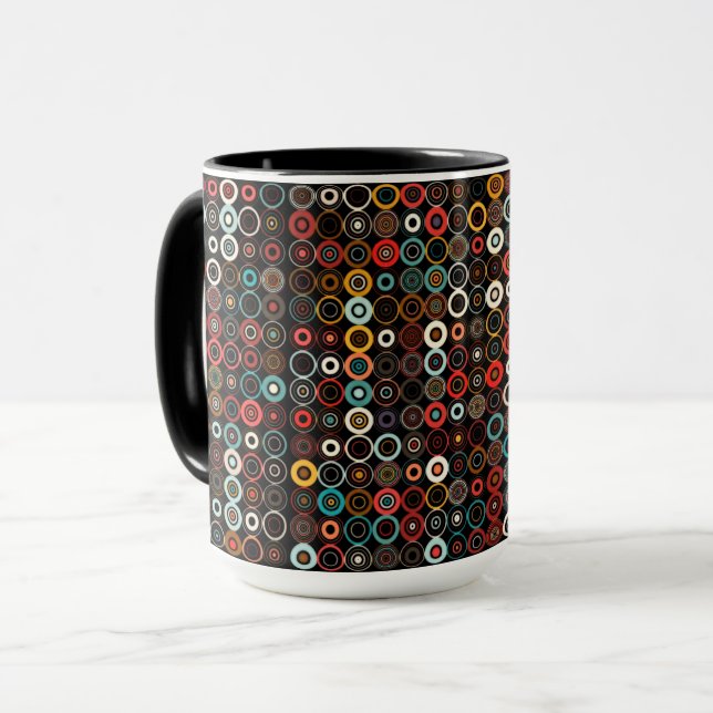 Taza Boho Vibes Mug: Círculos Retro Modernos (Anverso izquierdo)