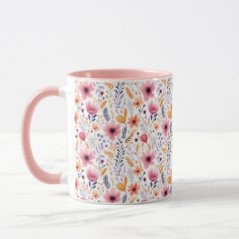 Taza Boho Wildflower Naranja rosado Morado Coral Floral