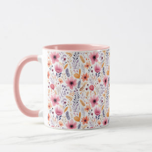 Taza Boho Wildflower Naranja rosado Morado Coral Floral