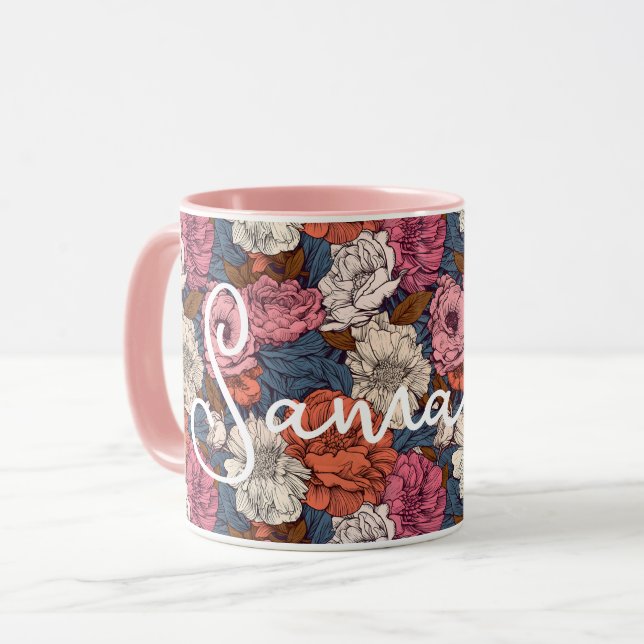 Taza Boho Wildflowers Floral Monograma Flores occidenta (Anverso izquierdo)