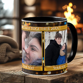 Taza Bokeh Sparkling ilumina 3 fotos Navidades Mug