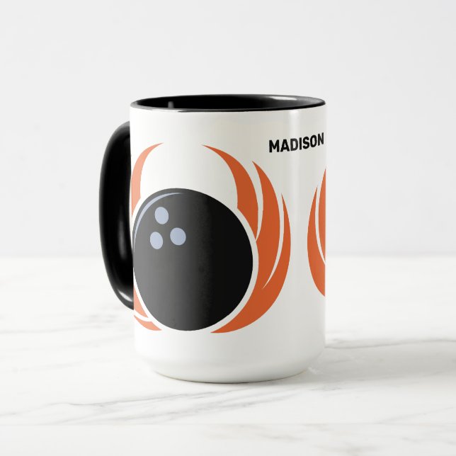 Taza Bola de bolos con nombre personalizado con llama (Anverso izquierdo)