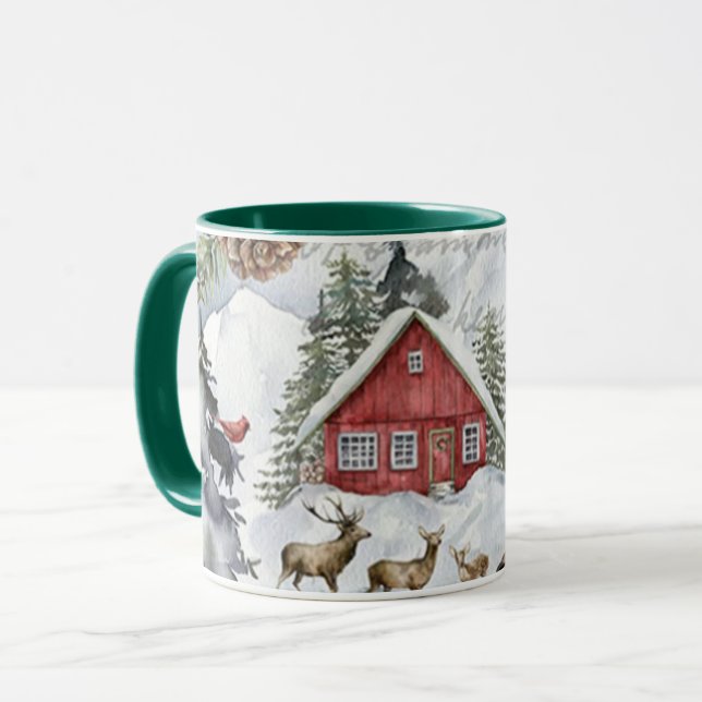 Taza Bola de nieve en invierno Bosque de Woodland Deer  (Anverso izquierdo)