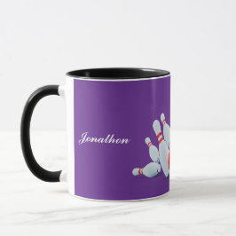 Taza ¡Bola y bolos de boliche al golpe!