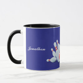 Taza ¡Bola y bolos de bolos dan en el blanco!