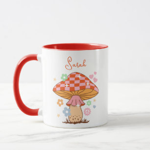 Taza Bolas de disco Retro Checkered Mushroom