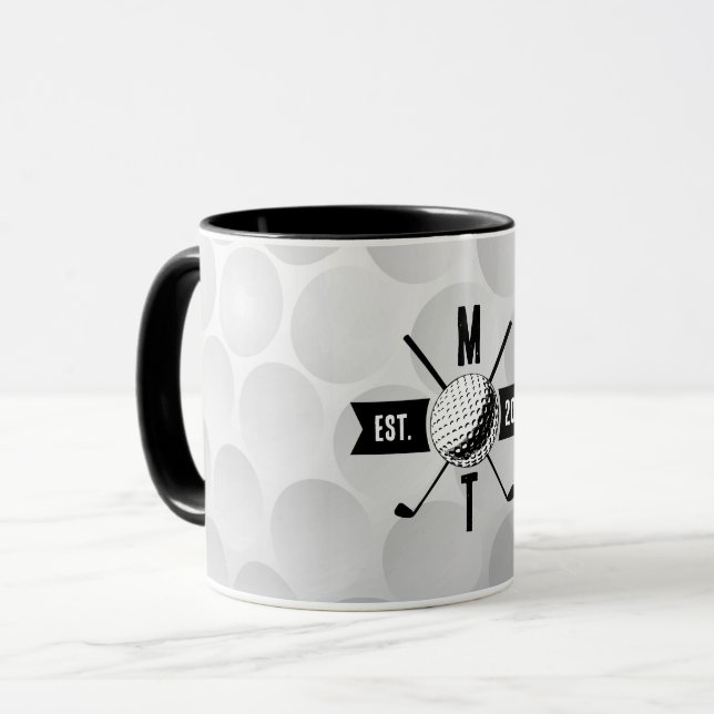 Taza Bolas de golf Textura y Monograma Inicial del Club (Anverso izquierdo)