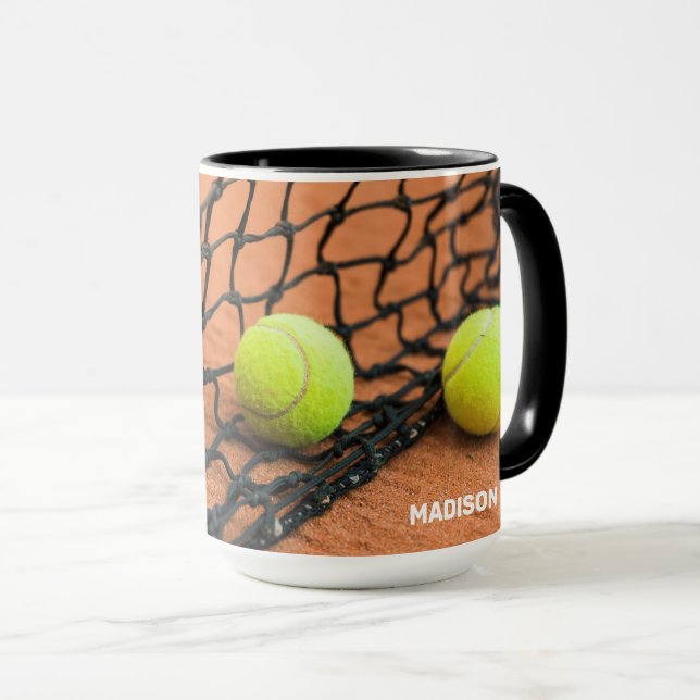 Taza Bolas de tenis de texto personalizado (Anverso derecho)