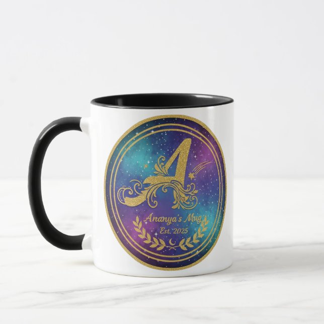 Taza Bold 'A' Monogram Mug - Ananya's Est. 2025 Persona (Izquierda)