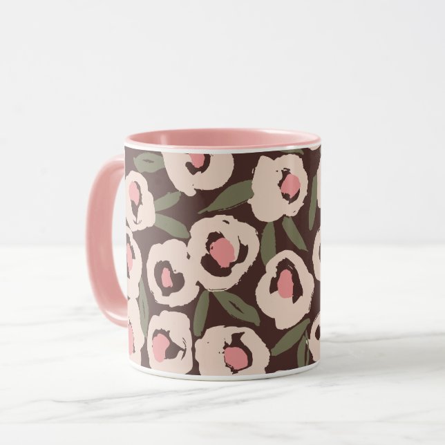 Taza Bold Inky Floral Pattern | Hand-Drawn Botanical (Anverso izquierdo)