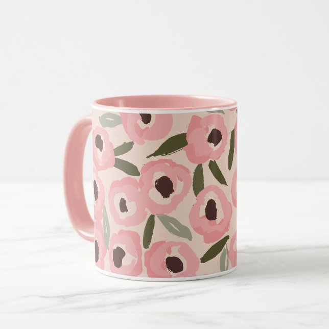 Taza Bold Inky Floral Pattern | Hand-Drawn Botanical (Anverso izquierdo)