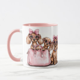 Taza Bolsa rosa de los perros Dachshund