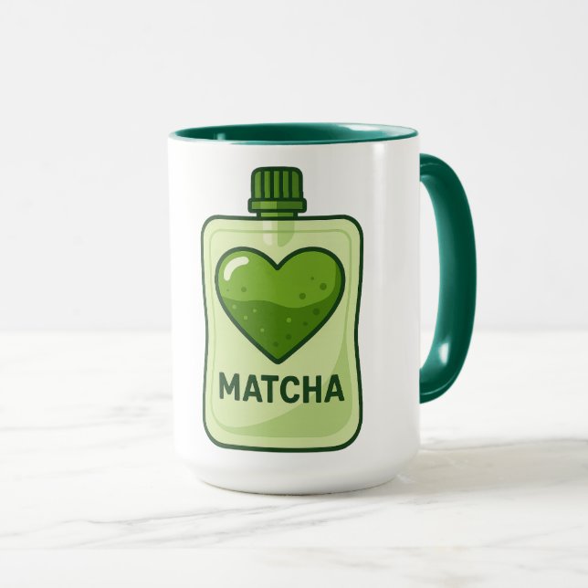 Taza Bolsa sérica Matcha con diseño cardiaco (Anverso derecho)