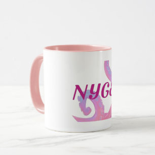 Taza Bomba blanca/rosa con diseño de tentáculos y logo 
