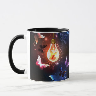 Taza Bombilla brillante con mariposas nocturnas