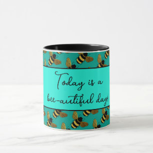 TAZA BONITA BOBINA DE ORO NEGRO FELIZ TEXTO DE LA APA