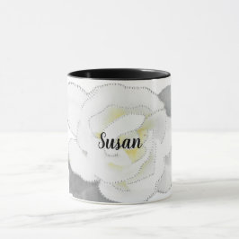 Taza Bonita flores blancas de jardenia en blanco