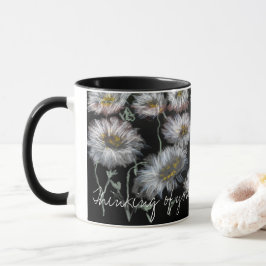 Taza Bonita pintura acrílica de Daisies frescos