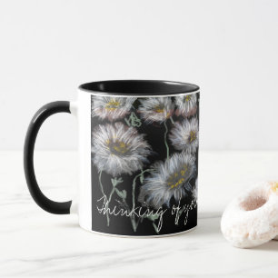 Taza Bonita pintura acrílica de Daisies frescos