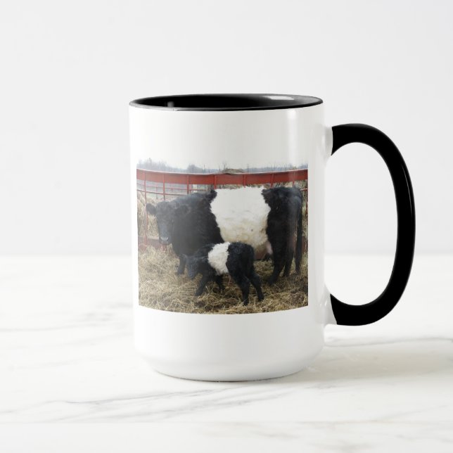 Taza Bonita vaca y ternera de corbata - Galloways con c (Derecha)